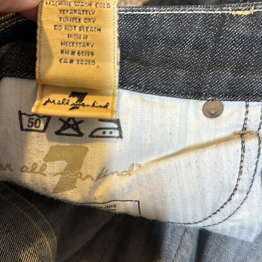 7 For All Mankind Black Bootcut A Pocket Y2K White Stitch Whiskered 32 - Picture 8 of 10